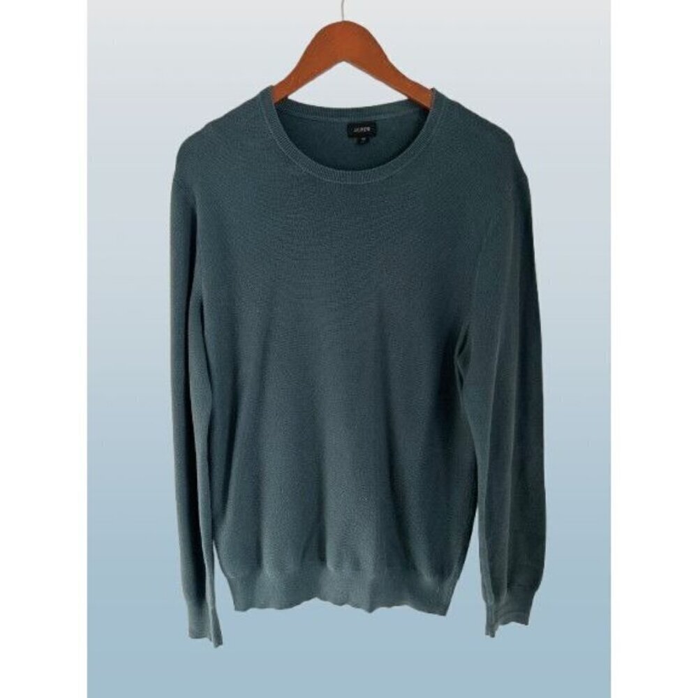 J.Crew Cotton piqué-stitch crewneck sweater Blue Green crewneck Size Med